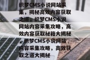 织梦CMS小说网站采集，揭秘高效内容获取之道，织梦CMS小说网站内容采集攻略，高效内容获取秘籍大揭秘，织梦CMS小说网站内容采集攻略，高效获取之道大揭秘