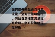 如何提升网站自然搜索流量，全方位策略解析，网站自然搜索流量提升攻略，全方位策略深度解析