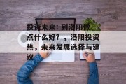 投资未来: 到洛阳做点什么好？，洛阳投资热，未来发展选择与建议