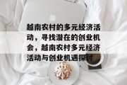 越南农村的多元经济活动，寻找潜在的创业机会，越南农村多元经济活动与创业机遇探讨