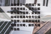 企业建立一个网站，如何租用域名，全方位解析与操作指南，企业网站域名租用与全方位操作指南，企业网站域名租用全攻略，解析与操作指南