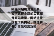 揭秘网站刷流量工具，如何选择合适的工具提升网站流量，网站流量提升工具揭秘，挑选利器，高效引流攻略