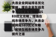 大连企业网站排名优化策略，提升企业在线竞争力，大连企业网站SEO优化攻略，增强在线市场竞争力，大连企业网站SEO优化攻略，解锁在线市场竞争力提升之道