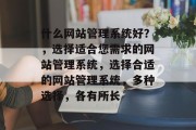 什么网站管理系统好？，选择适合您需求的网站管理系统，选择合适的网站管理系统，多种选择，各有所长