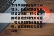 怎样找回网站备案密码错误，轻松解决备案密码丢失困扰，轻松解决网站备案密码找回难题，轻松找回网站备案密码，破解密码丢失难题攻略