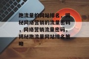 跑流量的网站排名，揭秘网络营销的流量密码，网络营销流量密码，揭秘跑流量网站排名策略
