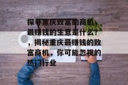 探寻重庆致富的商机,最赚钱的生意是什么?,揭秘重庆最赚钱的致富商机,你可能忽视的热门行业