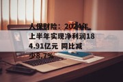人保财险：2024年上半年实现净利润184.91亿元 同比减少8.7%