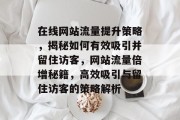 在线网站流量提升策略，揭秘如何有效吸引并留住访客，网站流量倍增秘籍，高效吸引与留住访客的策略解析