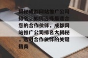 揭秘成都网站推广公司排名，如何选择最适合您的合作伙伴，成都网站推广公司排名大揭秘，选对合作伙伴的关键指南