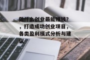 做什么创业最能赚钱？，打造成功创业项目，各类盈利模式分析与建议