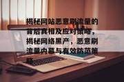 揭秘网站恶意刷流量的背后真相及应对策略，揭秘网络黑产，恶意刷流量内幕与有效防范策略