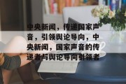 中央新闻，传递国家声音，引领舆论导向，中央新闻，国家声音的传递者与舆论导向引领者