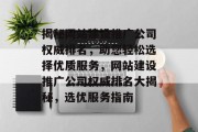揭秘网站建设推广公司权威排名，助您轻松选择优质服务，网站建设推广公司权威排名大揭秘，选优服务指南