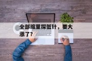 全部缩量探低针，要大涨了？