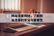 网站流量揭秘，了解网站流量的意义与重要性