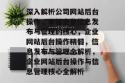 深入解析公司网站后台操作，掌握企业信息发布与管理的核心，企业网站后台操作精髓，信息发布与管理全解析，企业网站后台操作与信息管理核心全解析