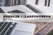 业务员提升流量（一名业务员怎样快速提升自己）