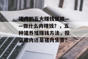 猪肉的五大赚钱策略——做什么肉赚钱?,五种猪养殖赚钱方法,投资猪肉还是猪肉生意? 猪肉的五大赚钱策略——做什么肉赚钱?,五种猪养殖赚钱方法,投资猪肉还是猪肉生意?
