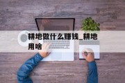 耕地做什么赚钱_耕地用啥