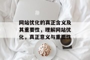网站优化的真正含义及其重要性，理解网站优化，真正意义与重要性