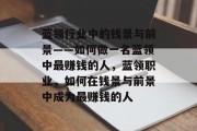 蓝领行业中的钱景与前景——如何做一名蓝领中最赚钱的人，蓝领职业，如何在钱景与前景中成为最赚钱的人