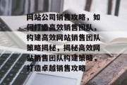 网站公司销售攻略，如何打造高效销售团队，构建高效网站销售团队策略揭秘，揭秘高效网站销售团队构建策略，打造卓越销售攻略