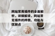 网站常用插件的全面解析，详细解读，网站常见插件的种类、功能与优缺点