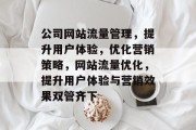 公司网站流量管理，提升用户体验，优化营销策略，网站流量优化，提升用户体验与营销效果双管齐下