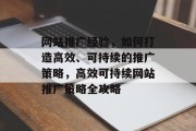 网站推广经验，如何打造高效、可持续的推广策略，高效可持续网站推广策略全攻略