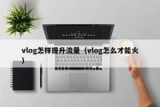 vlog怎样提升流量（vlog怎么才能火）