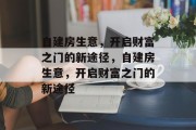 自建房生意，开启财富之门的新途径，自建房生意，开启财富之门的新途径