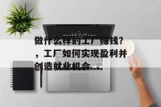 做什么样的工厂赚钱？，工厂如何实现盈利并创造就业机会