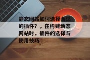 静态网站如何选择合适的插件？，在构建动态网站时，插件的选择与使用技巧