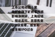 上市公司动态 | 紫金矿业旗下矿井事件将影响净利润，上海超硅、恒运昌科、百菲乳业IPO获受理，道生天合主板IPO过会