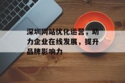 深圳网站优化运营，助力企业在线发展，提升品牌影响力