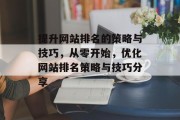 提升网站排名的策略与技巧，从零开始，优化网站排名策略与技巧分享