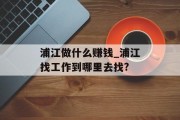 浦江做什么赚钱_浦江找工作到哪里去找?