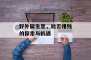 野外做生意，能否赚钱的探索与机遇