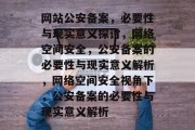 网站公安备案，必要性与现实意义探讨，网络空间安全，公安备案的必要性与现实意义解析，网络空间安全视角下，公安备案的必要性与现实意义解析