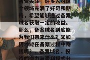 备案域名在当今社会中备受关注。许多人对这个领域充满了好奇和期待，希望能够通过备案域名获取一定的收益。那么，备案域名到底能为我们带来什么？又如何才能在备案过程中赚钱呢？，备案域名，投资的潜力与盈利模式分析