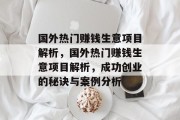 国外热门赚钱生意项目解析,国外热门赚钱生意项目解析,成功创业的秘诀与案例分析 国外热门赚钱生意项目解析,国外热门赚钱生意项目解析,成功创业的秘诀与案例分析
