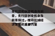 先行区的创业机会与前景,先行区创业机会及前景探讨,推动区域经济发展的重要力量 先行区的创业机会与前景,先行区创业机会及前景探讨,推动区域经济发展的重要力量