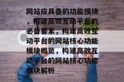 网站应具备的功能模块，构建高效互动平台的必备要素，构建高效互动平台的网站核心功能模块概览，构建高效互动平台的网站核心功能模块解析