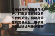 电子商务网站建设与维护，打造高效在线交易平台的关键，构建高效在线交易平台，电子商务网站建设与维护策略