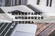 回娘家做些什么赚钱？，如何在回家探望父母时创造经济收入