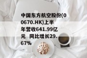 中国东方航空股份(00670.HK)上半年营收641.99亿元  同比增长29.67%