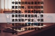 中国电信网站备案密码重置攻略，轻松找回账户安全，中国电信网站备案密码重置指南，快速恢复账户安全，中国电信网站备案密码重置全攻略，快速恢复账户安全