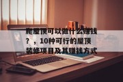 爬屋顶可以做什么赚钱？，10种可行的屋顶装修项目及其赚钱方式