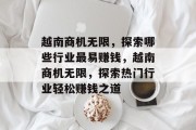 越南商机无限，探索哪些行业最易赚钱，越南商机无限，探索热门行业轻松赚钱之道